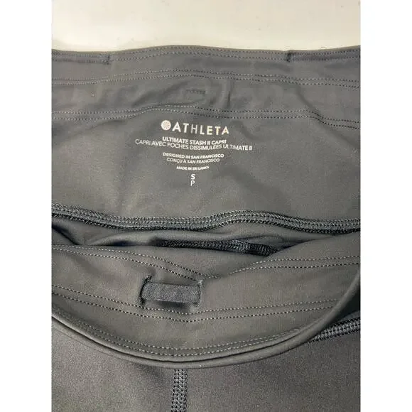 Athleta Ultimate Stash II Capri Leggings Sz S Black EUC - Picture 5 of 11